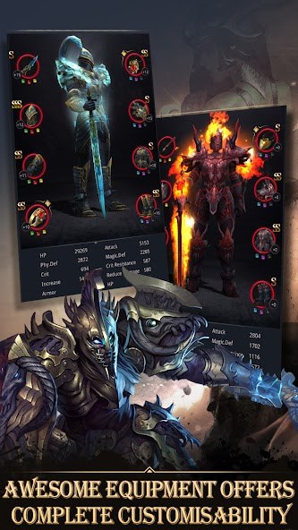 Equipment and character customization screen